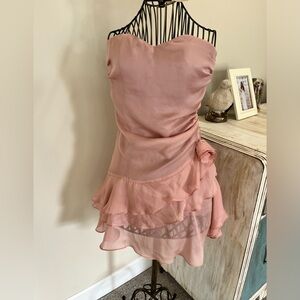 Strapless Dress with ruffles and rose corsage waist
